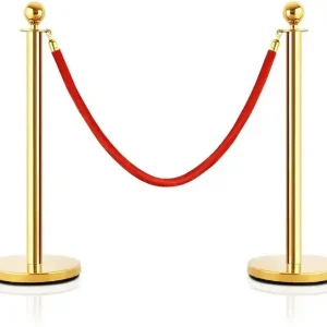 Gold Stachion Poles & Red Rope